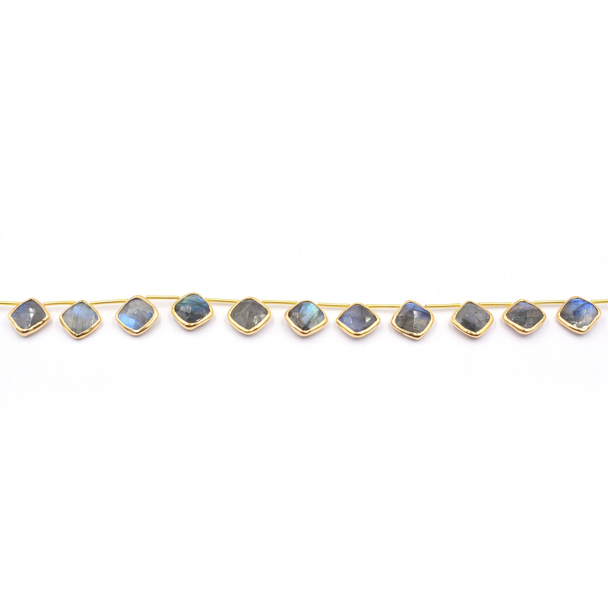 Labradorite strand with vermeil