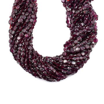 5MM Rhodolite Garnet Faceted Coin Beads Strand