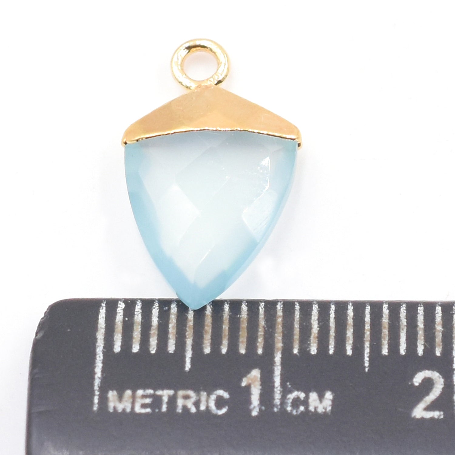 Gold edged aqua chalcedony barrel connector