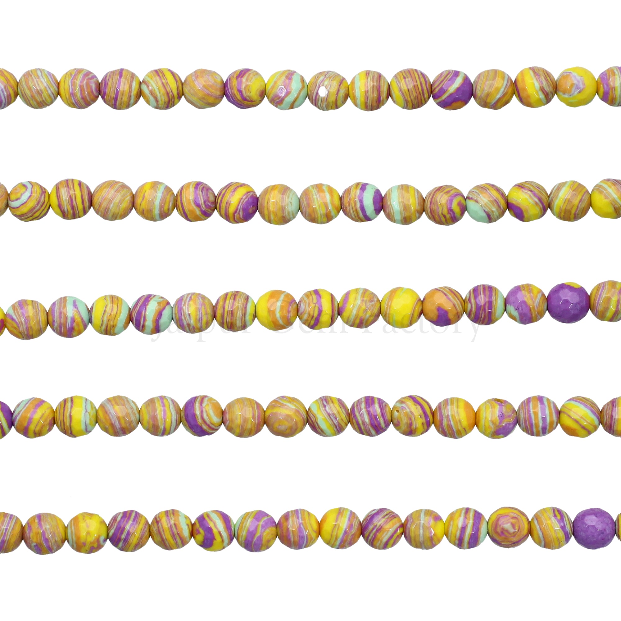 6 MM Rainbow Calsilica faceted round beads strand