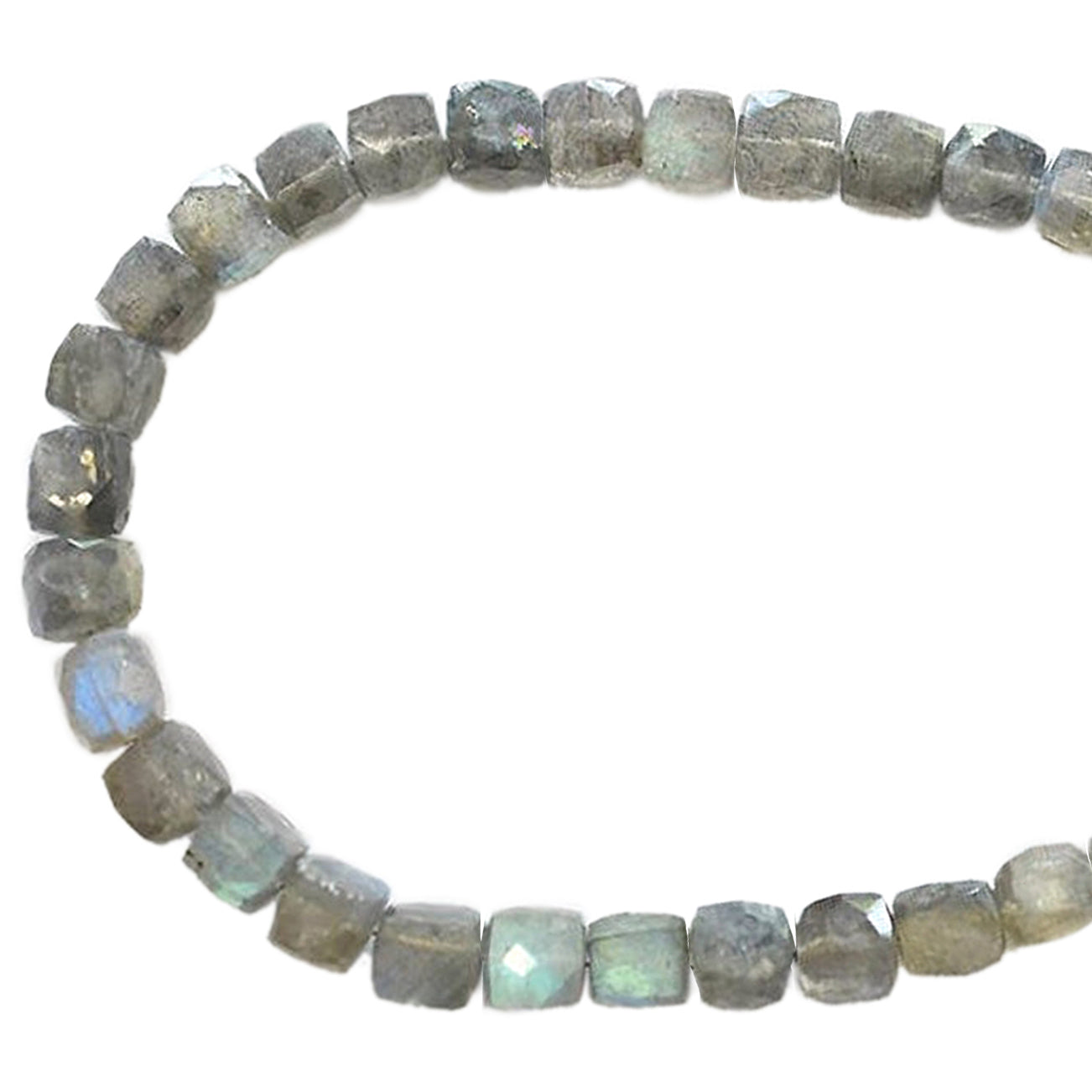 Labradorite Faceted Cube Shape Beads Strand