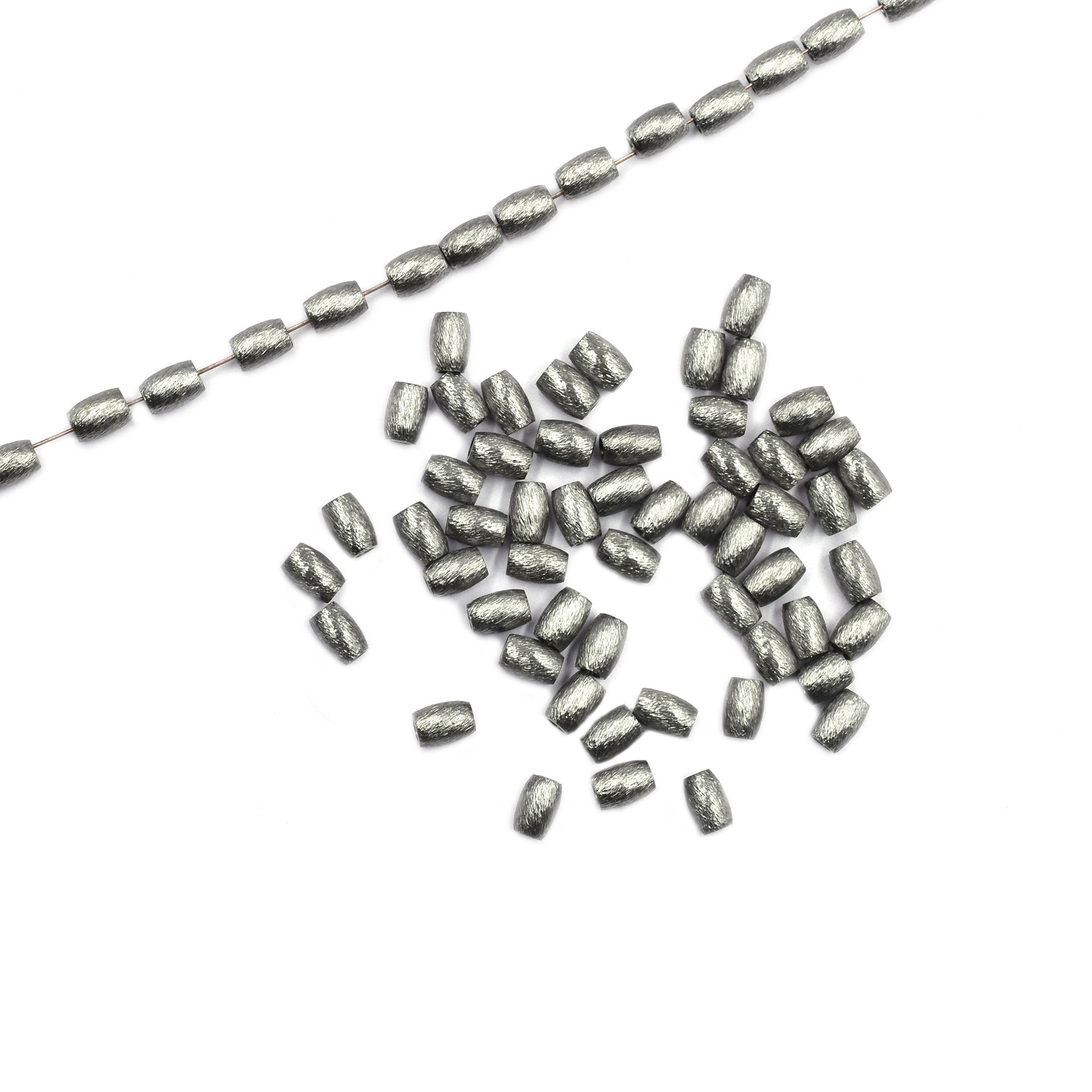 6x4mm Brushed Cylinder Beads
