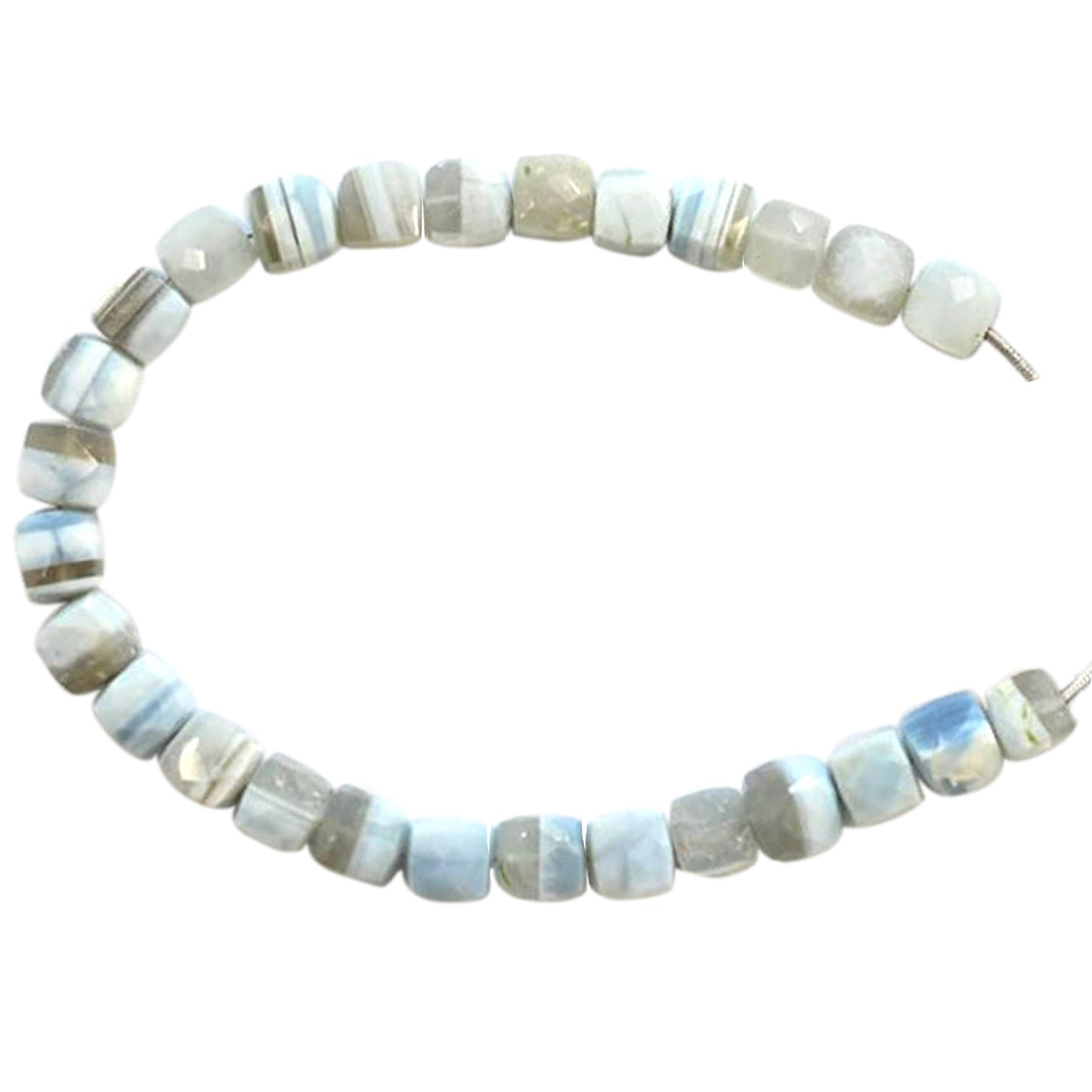 7-8MM Blue Lace Agate Faceted Cube Beads