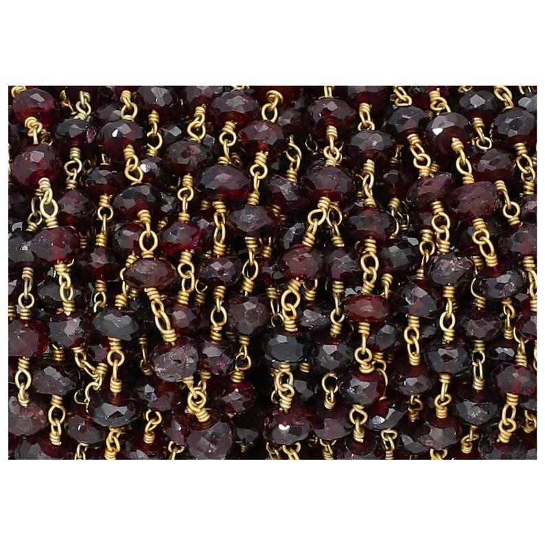 7MM Garnet Gemstone Wire Wrapped Chain