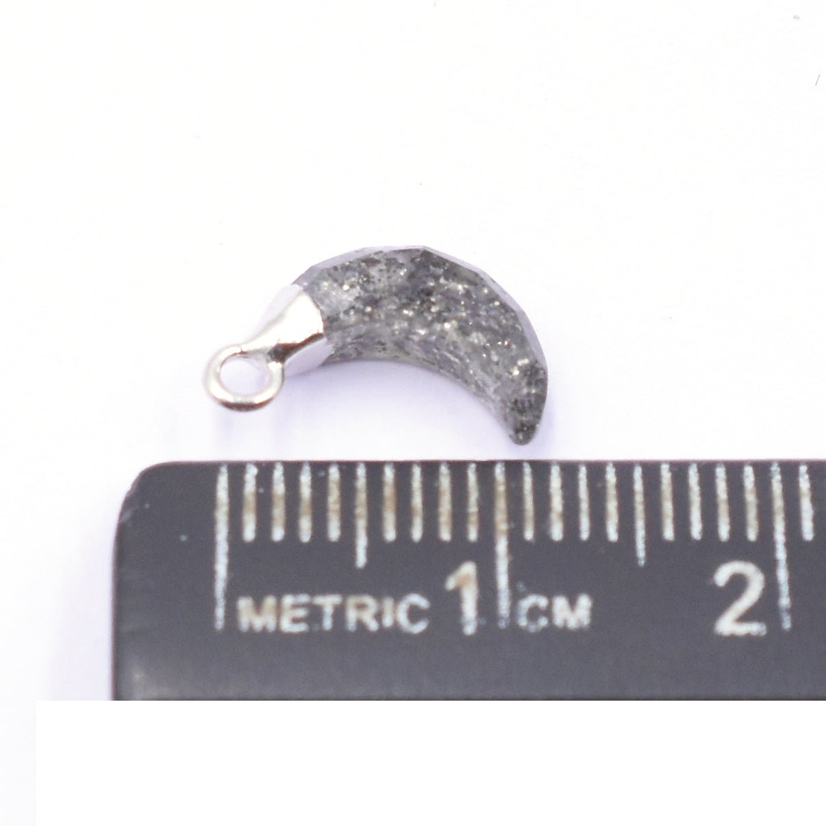 Gold electroplated Black Sunstone pendant in moon shape