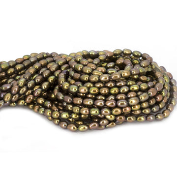 7x5 MM brown freshwater oval pearl strand