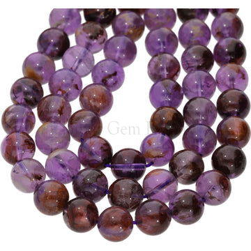 8MM Phantom Amethyst Round Beads Strand