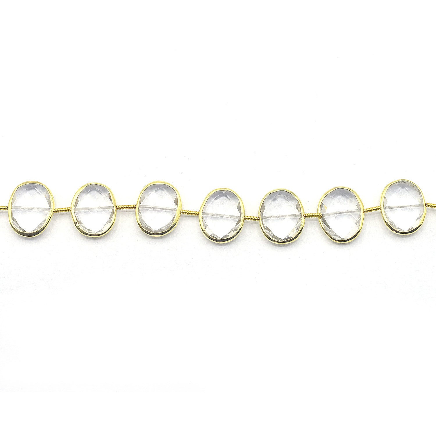 Silver bezel quartz coin drilled strand