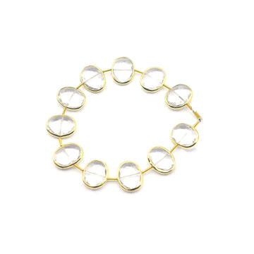 Crystal quartz oval shape silver bezel strand