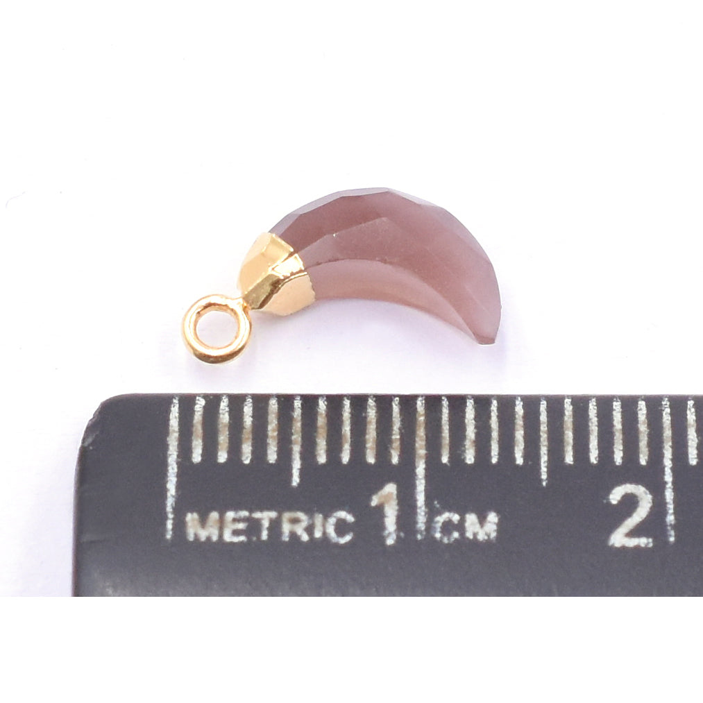 Gold electroplated Brown Chocolate Moonstone pendant in Moon shape