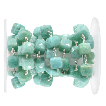 Amazonite Faceted Cube Beaded Chain Wholesale