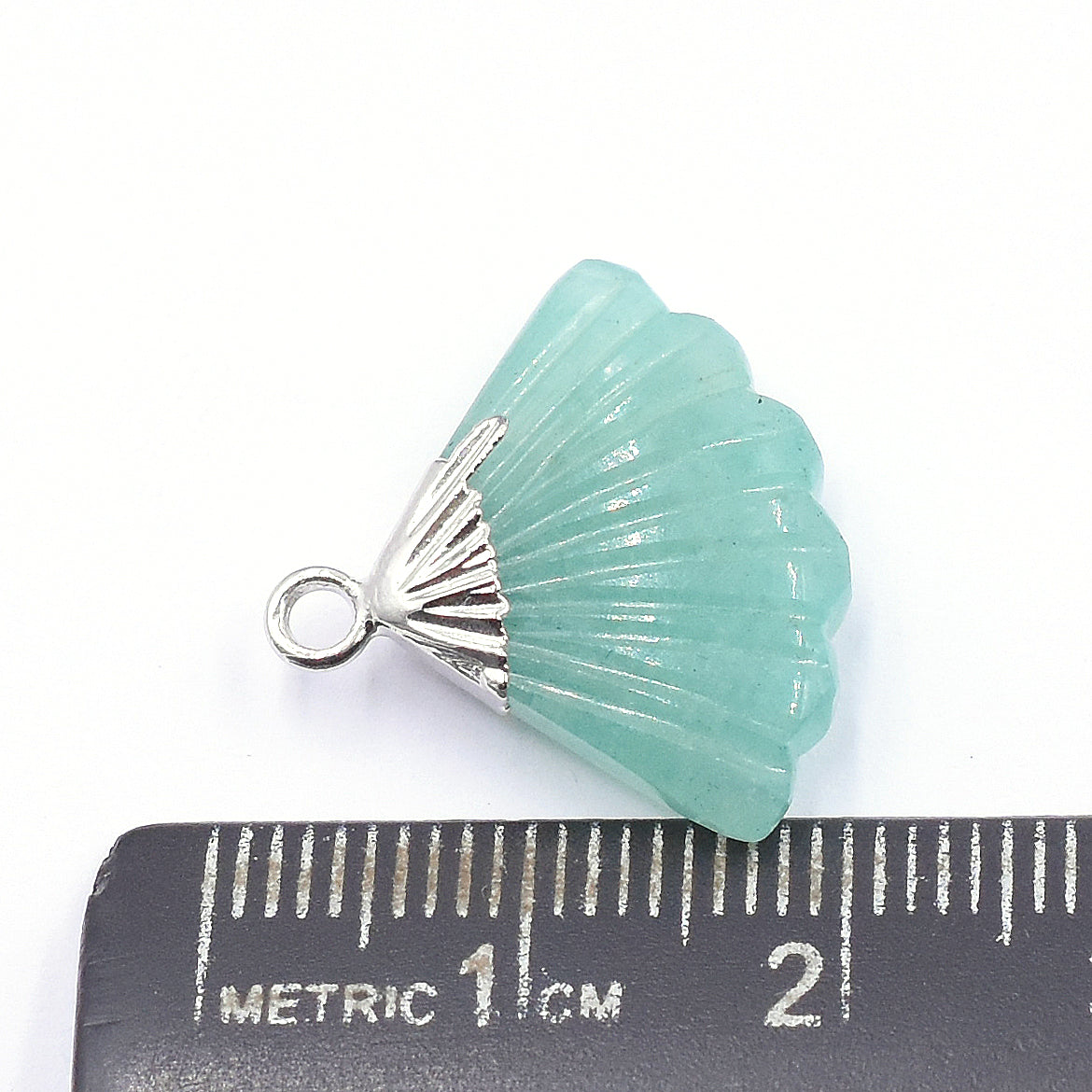 Amazonite pendant 19MM silver electroplated