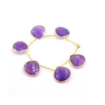 Amethyst Heart Shape Silver Bezel Vermeil Strand – 20MM