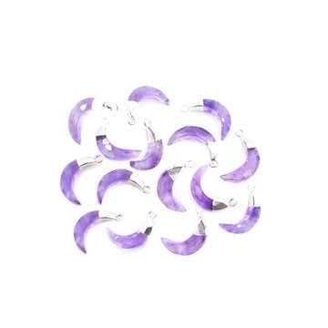 Amethyst Moon Pendant Silver Electroplated