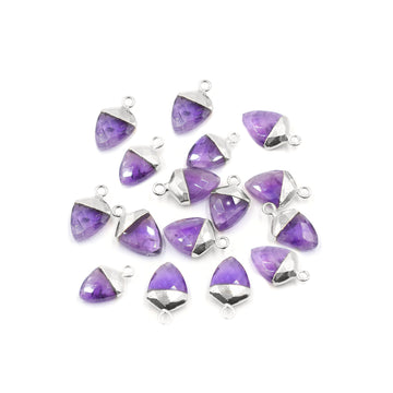Amethyst Shield Shape Silver Electroplated Pendant