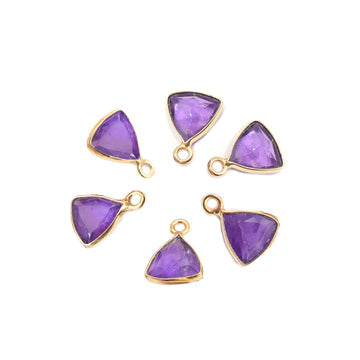 Wholesale Amethyst Triangle Silver Bezel Pendant – Set of (8MM)