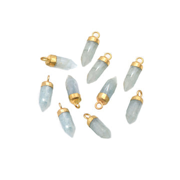 Aquamarine Gold Bullet Pendant Set