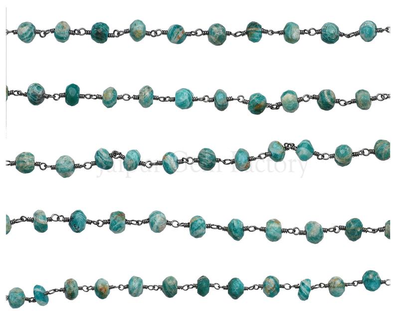 Premium Amazonite Wire Wrapped Chain by the Foot for Jewelry Making