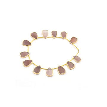 Uneven shaped Brown Chocolate Moonstone pendant with gold electroplated finish