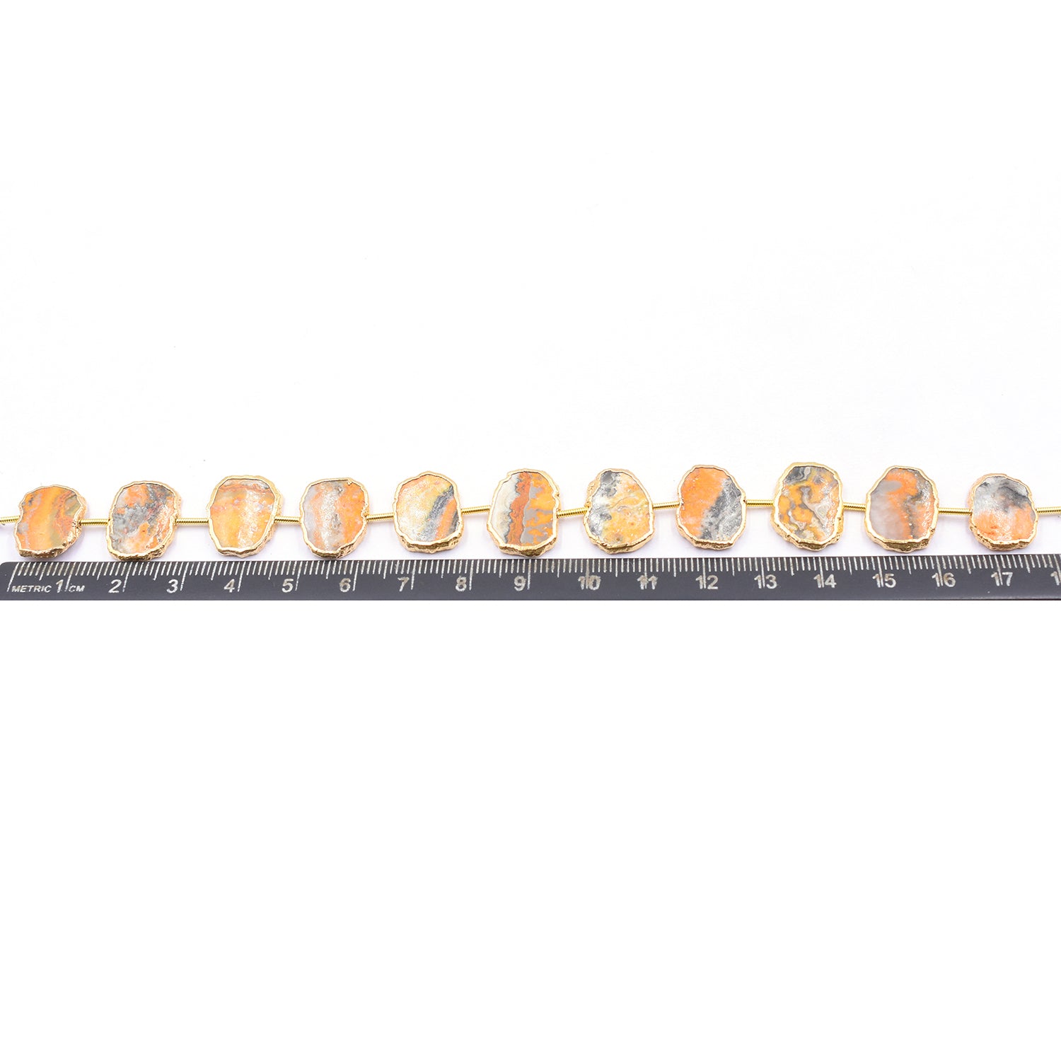 Vibrant Bumble Bee Jasper Uneven shaped pendant with gold detailing