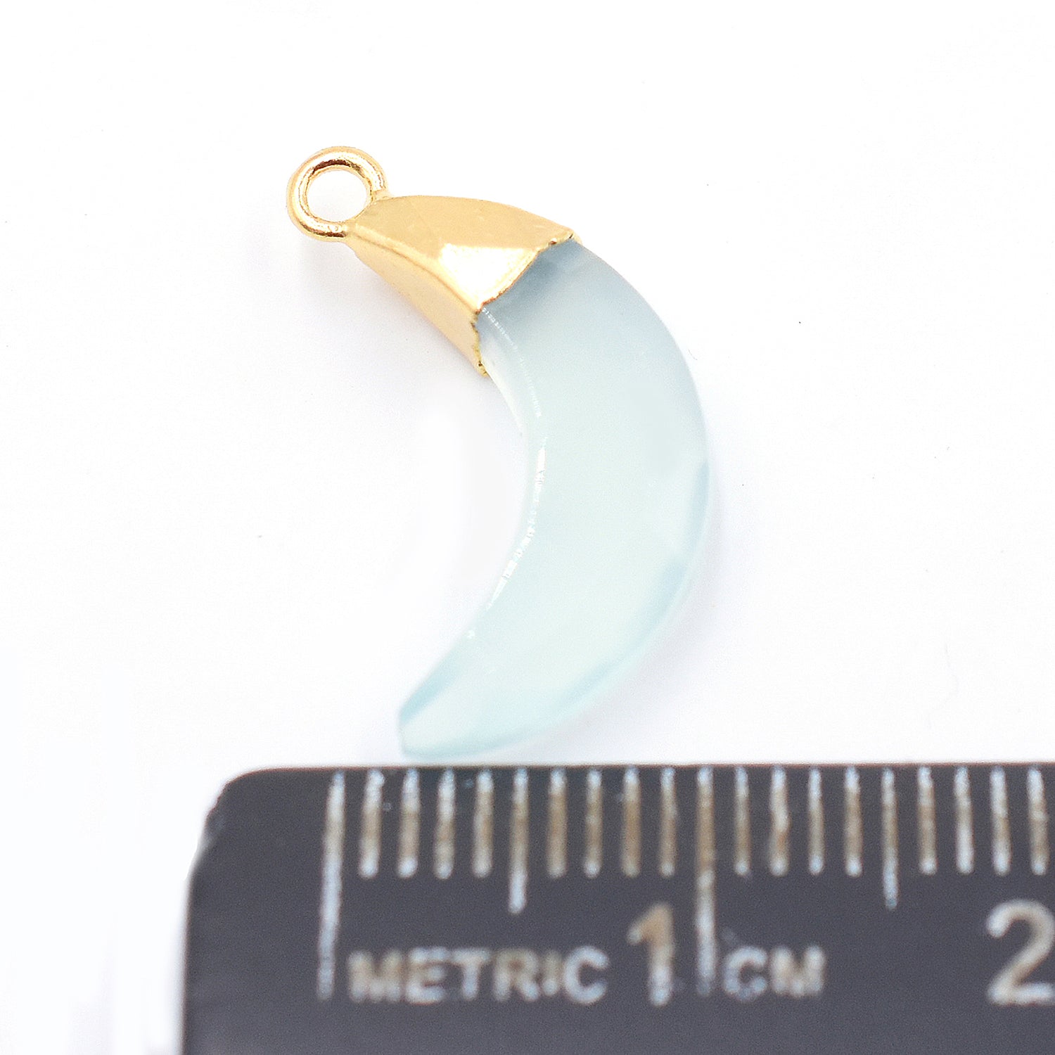Gold edged aqua chalcedony barrel connector
