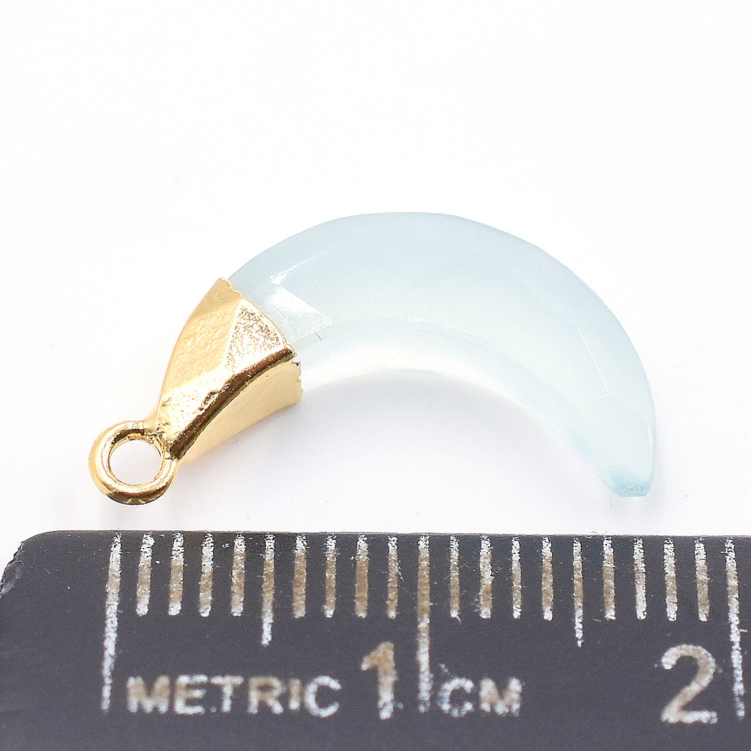 Electroplated gold aqua chalcedony barrel connector