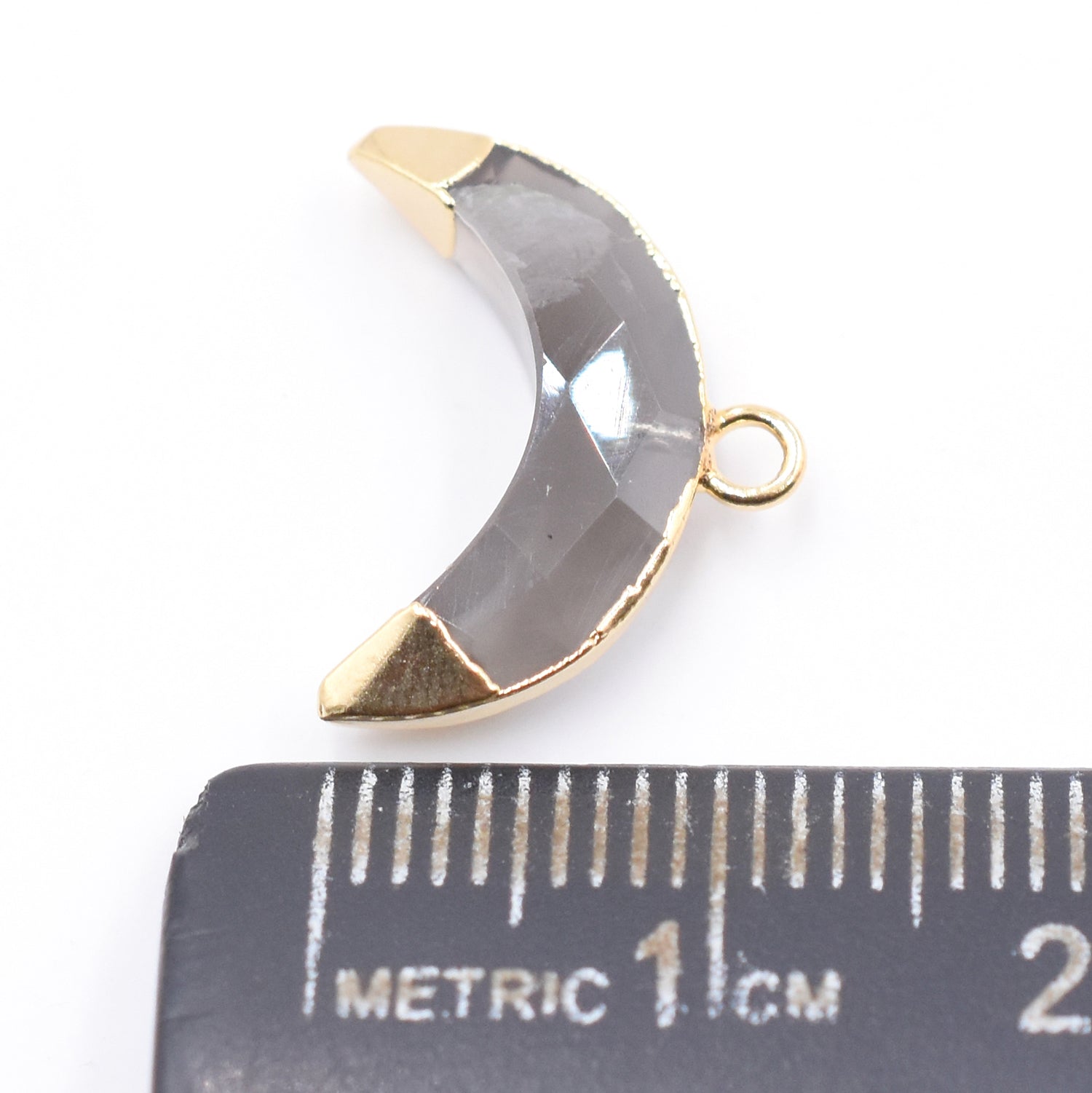 Gray Moonstone moon pendant in gold setting