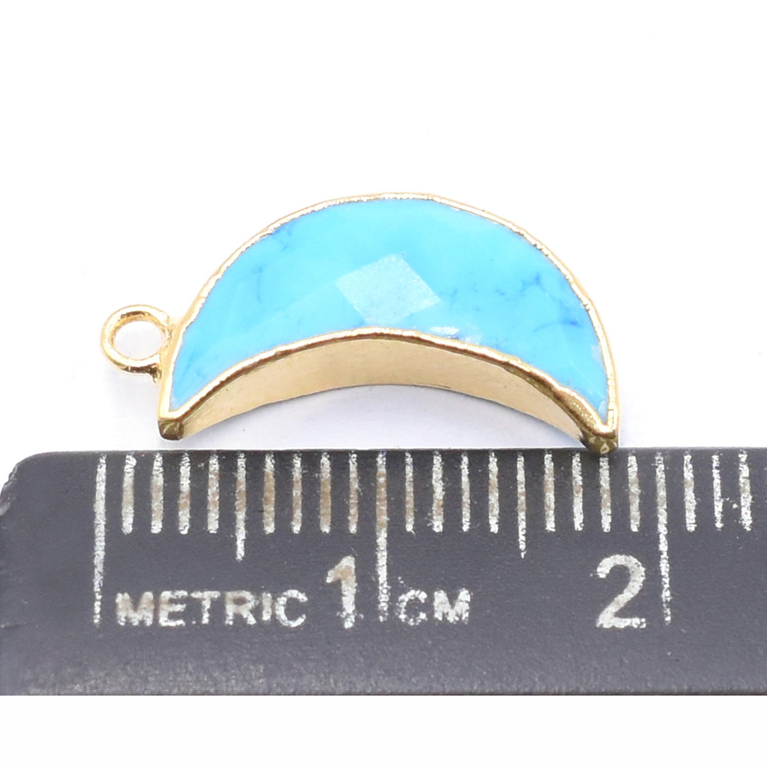 moon shaped Howlite pendant gold electroplated