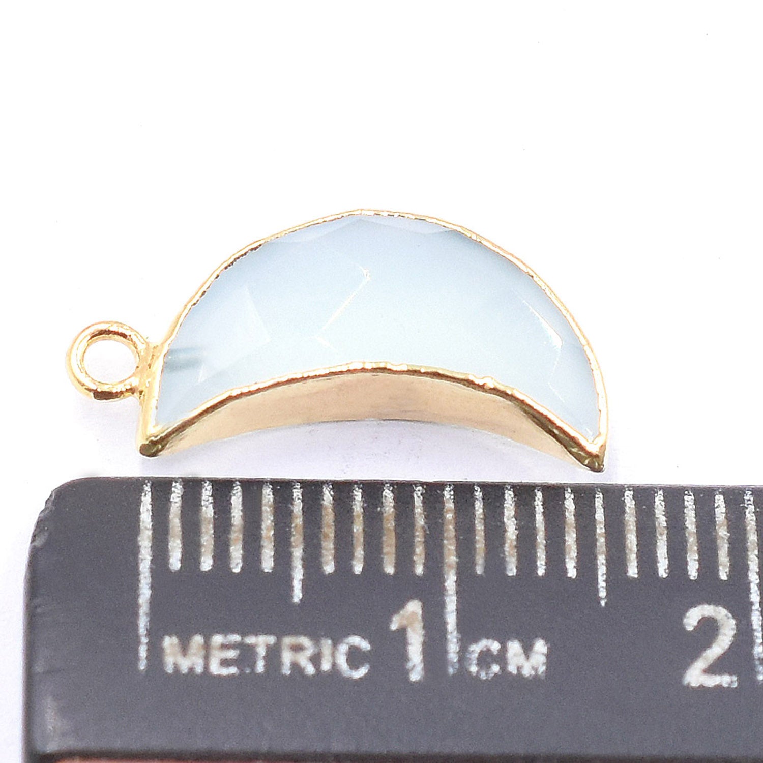 Gold edged aqua chalcedony barrel connector