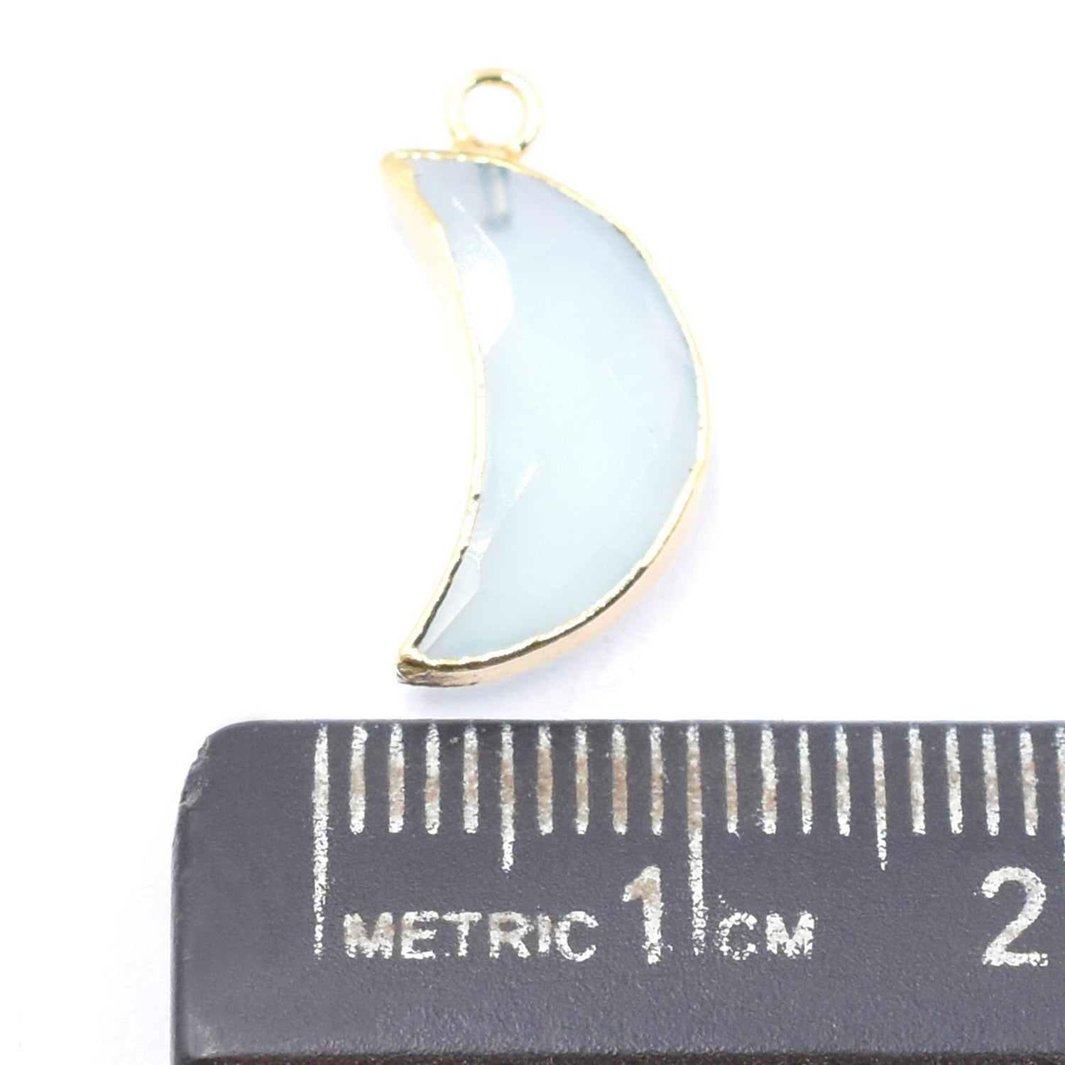 Electroplated gold aqua chalcedony barrel connector