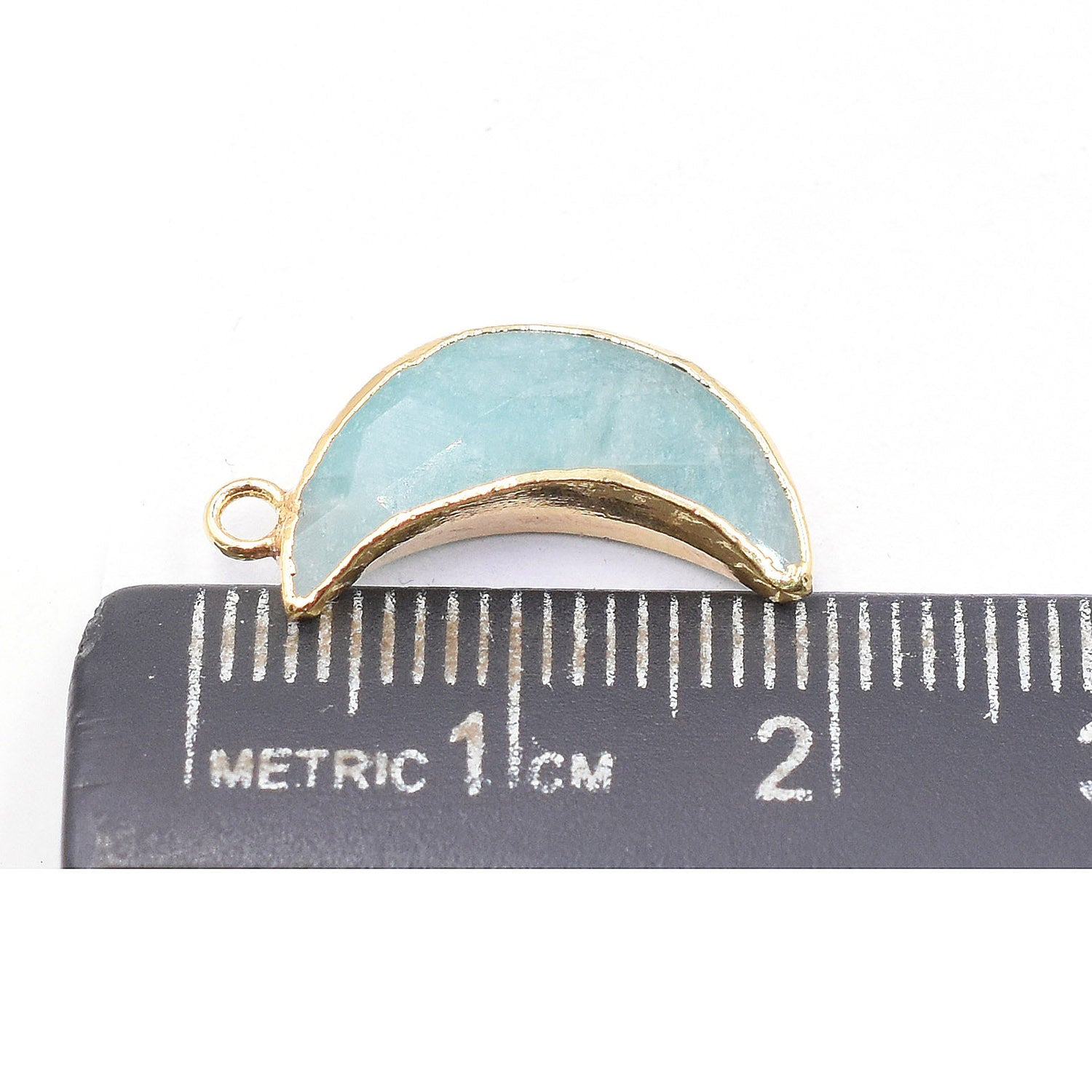 Natural Amazonite rectangle connector featuring a gold finish