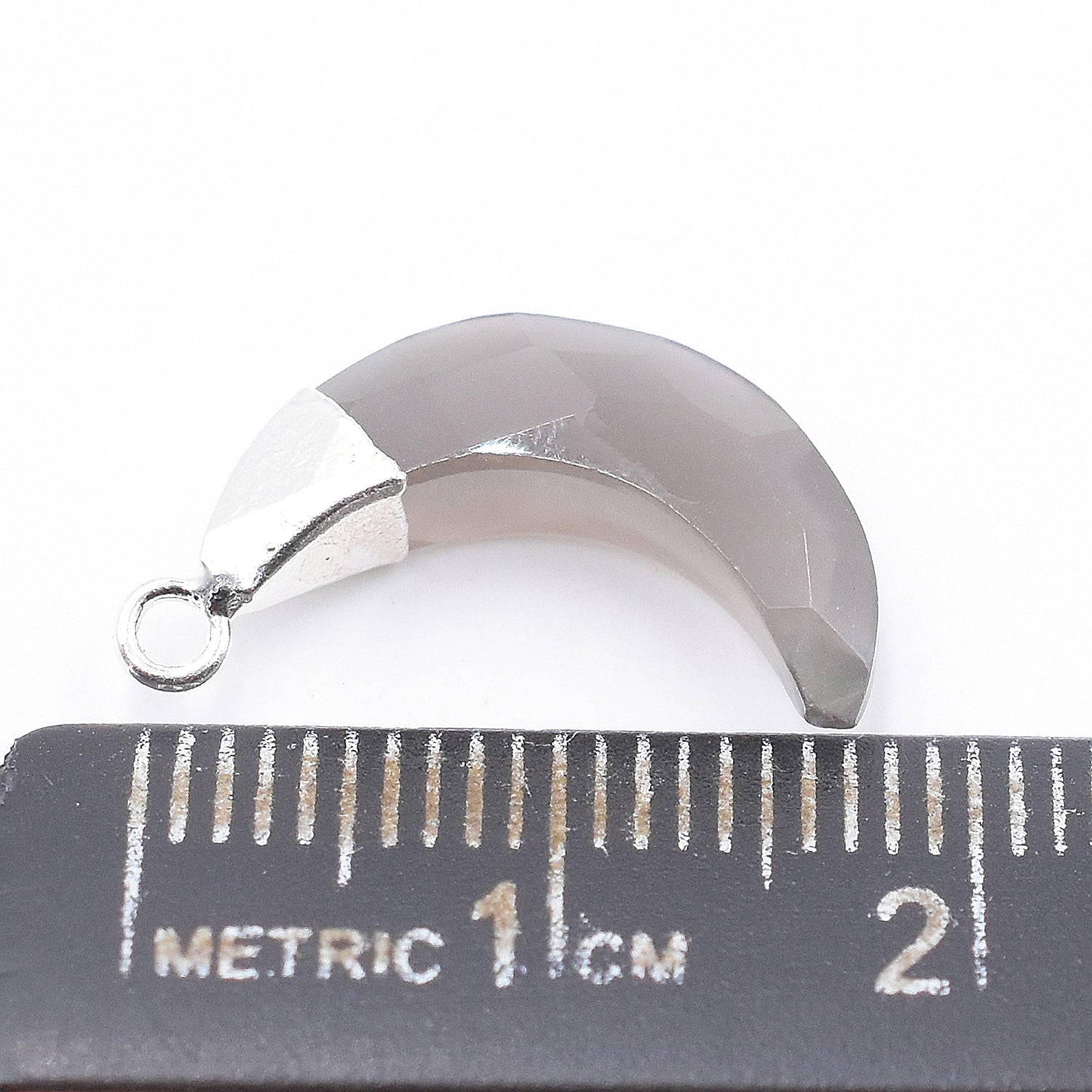 Elegant gray moonstone moon pendant with silver plating