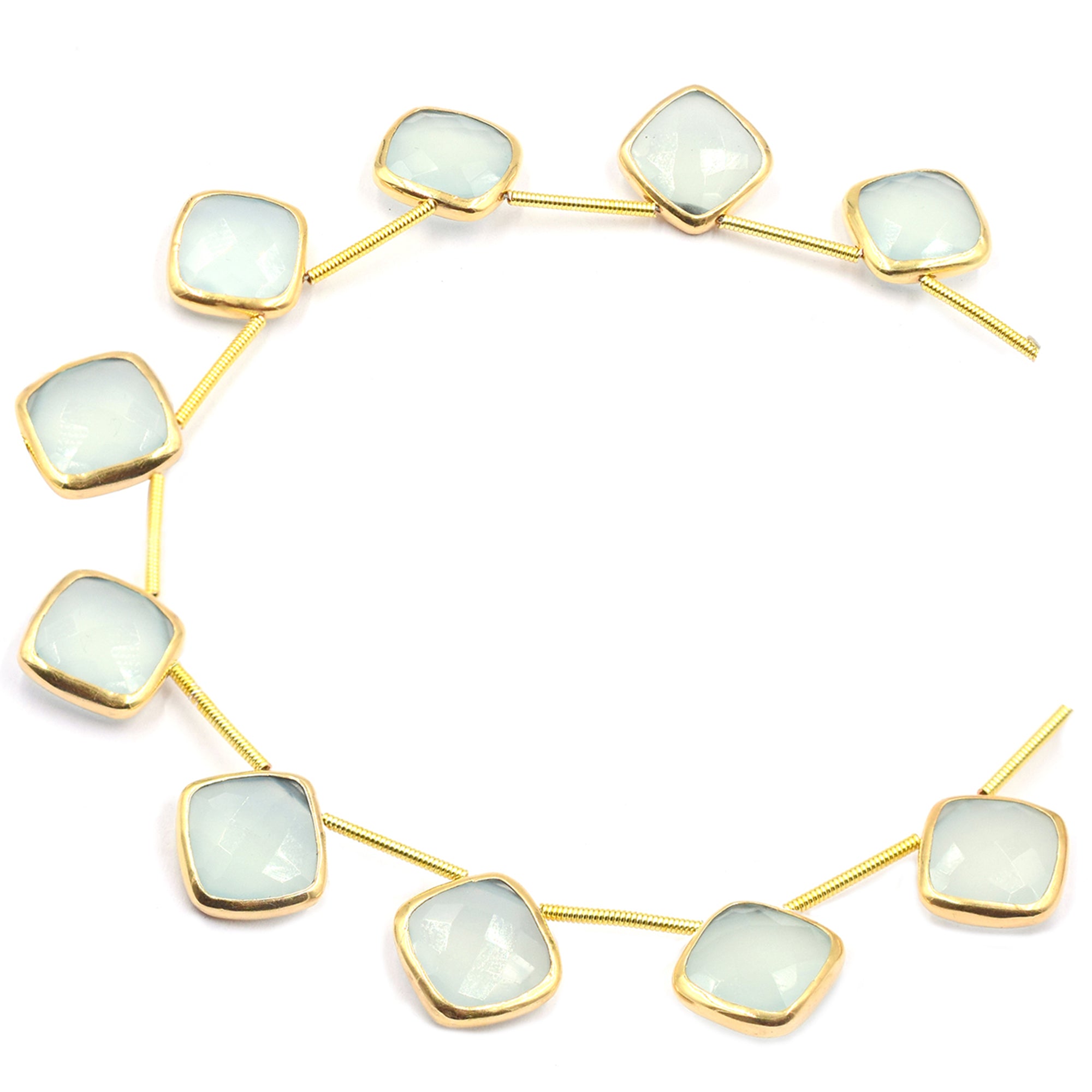 Aqua chalcedony strand with vermeil