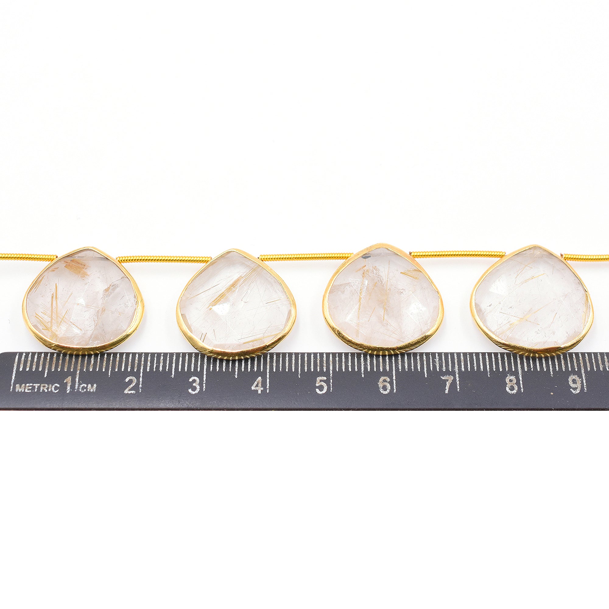 Heart quartz in silver vermeil bezel