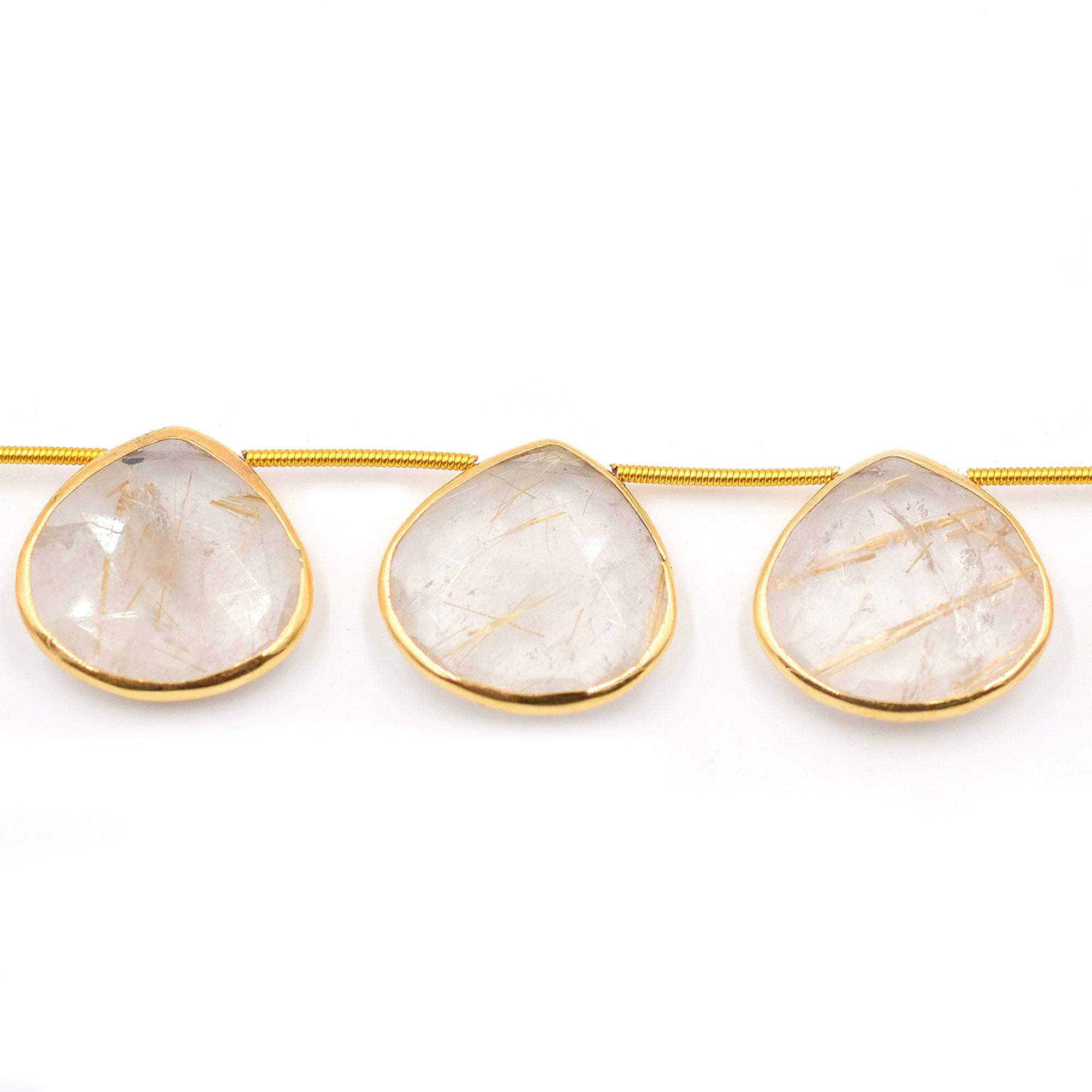 Golden rutilated strand with vermeil