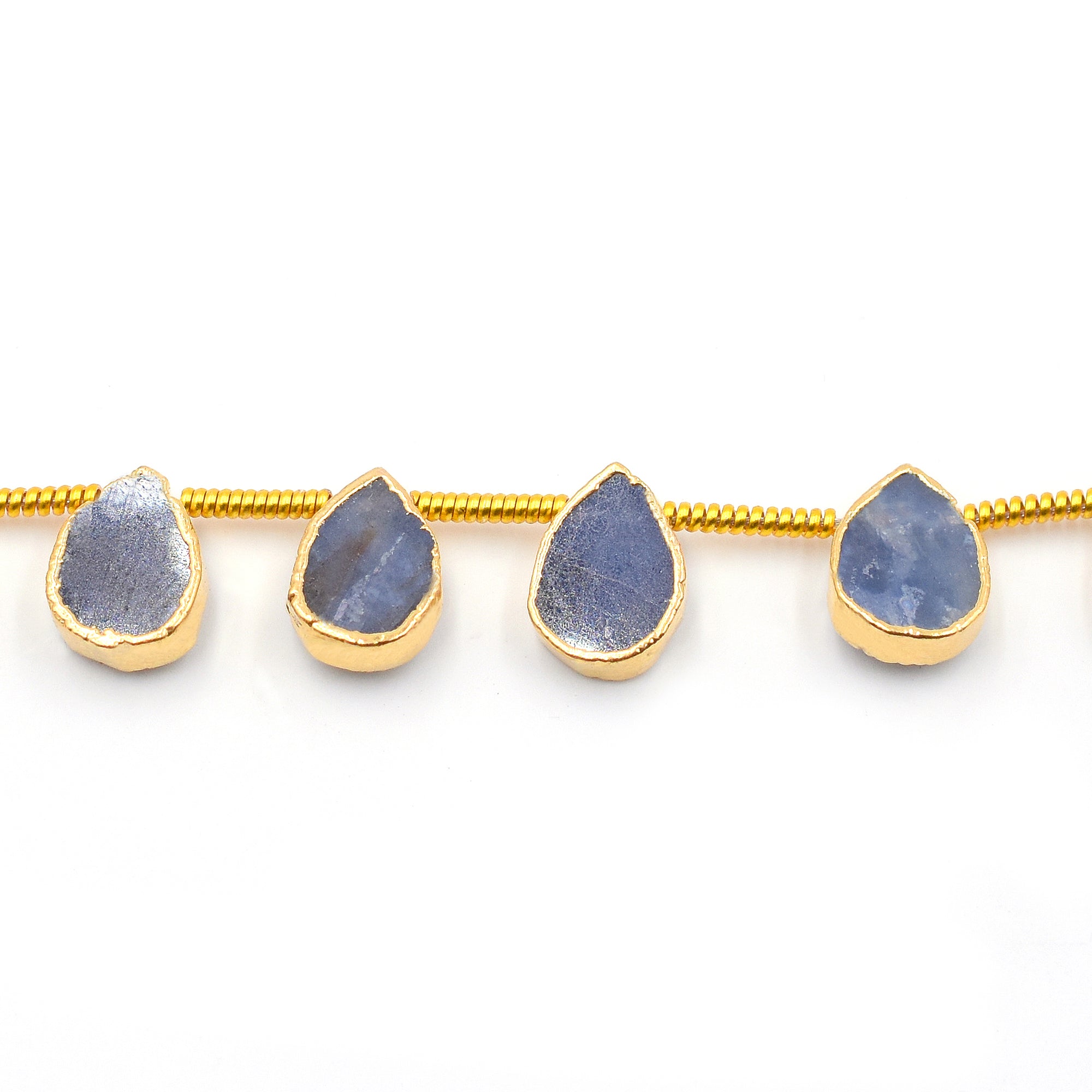 Unique Blue Opal pear shaped pendant with gold detailing