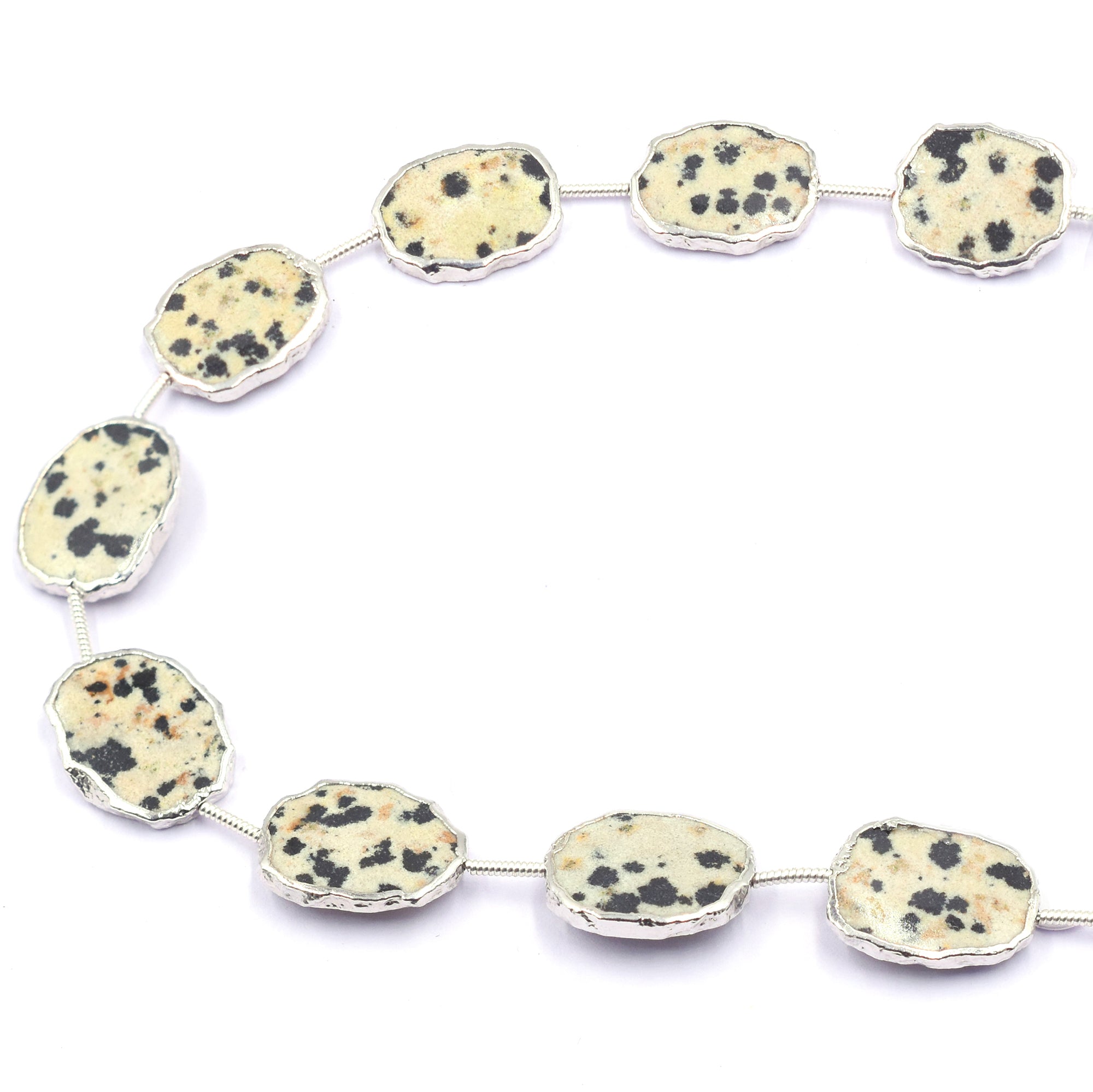 silver electroplated Dalmatian Jasper Uneven pendant