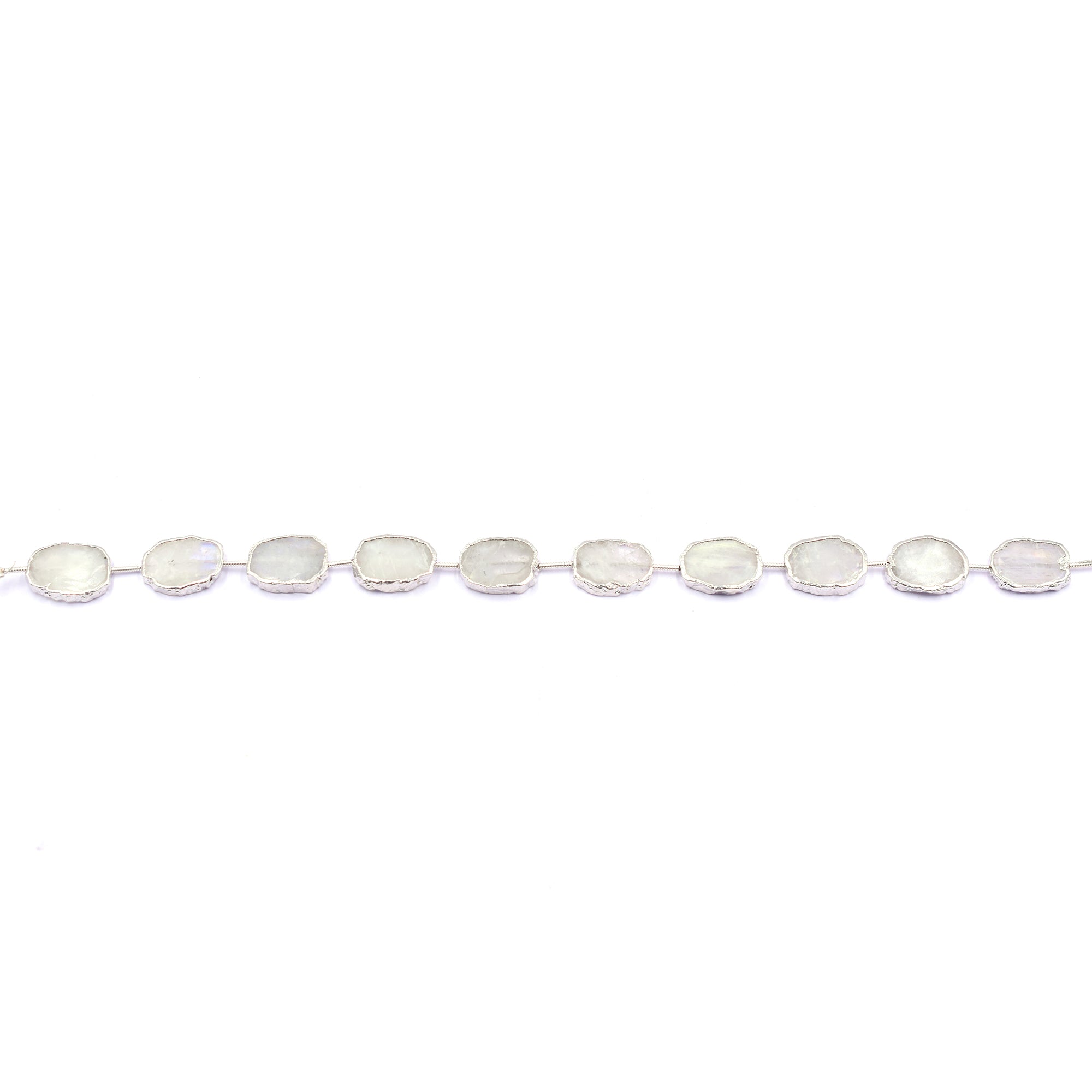 Rainbow Moonstone Silver Electroplated Strand