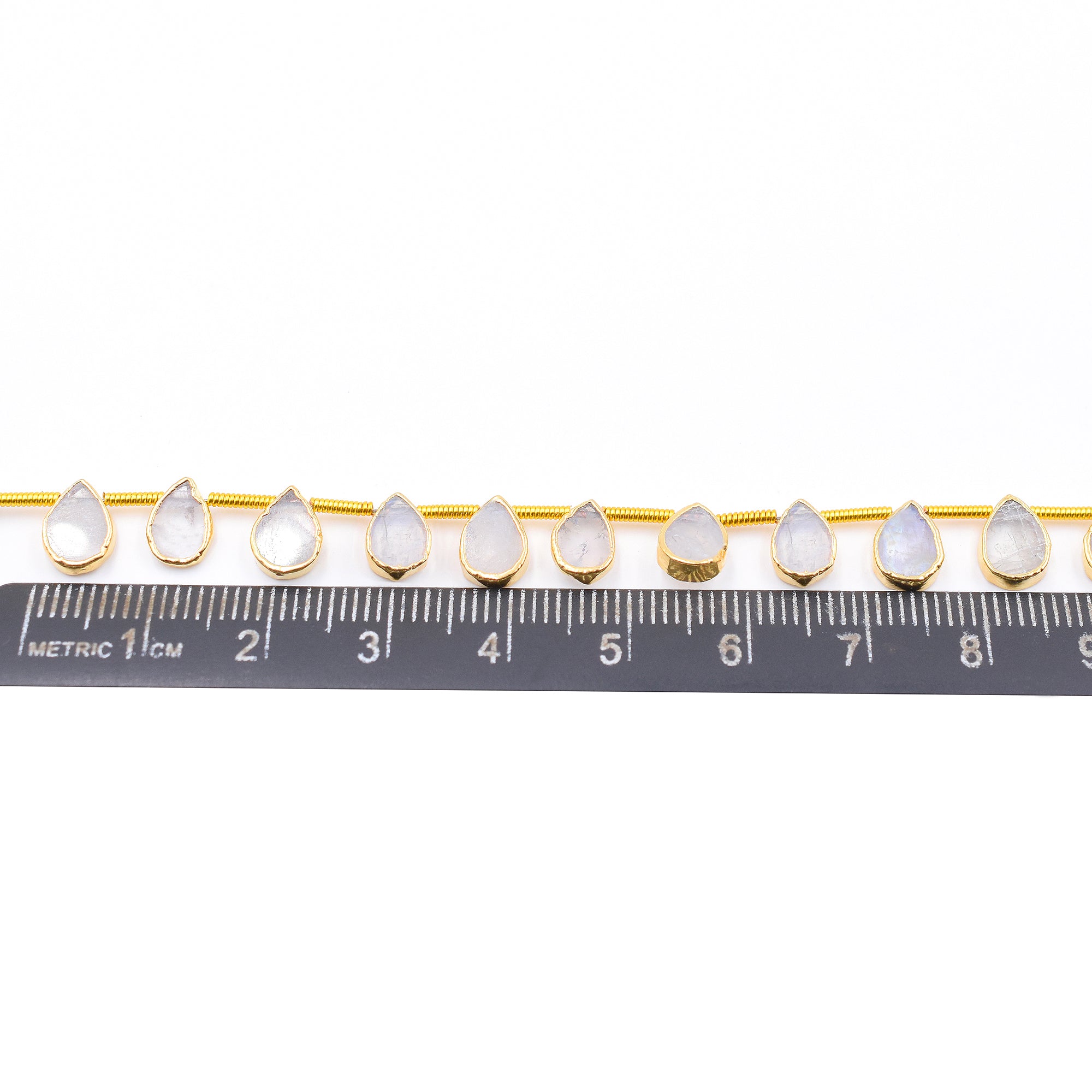 Rainbow Moonstone Gold Electroplated Strand