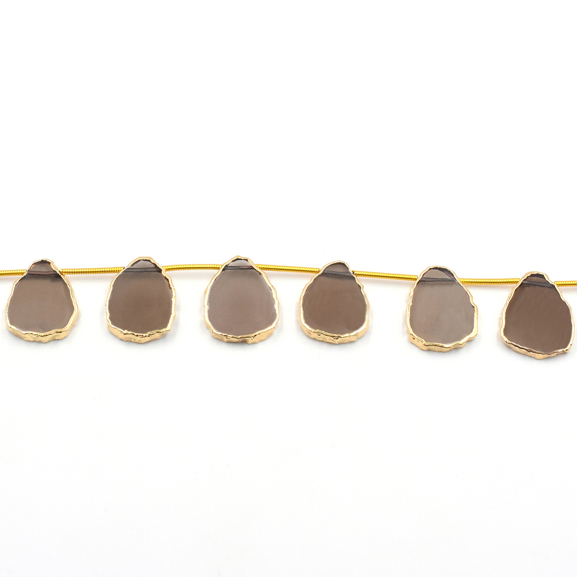 Smoky Quartz Gold Electroplated Strand