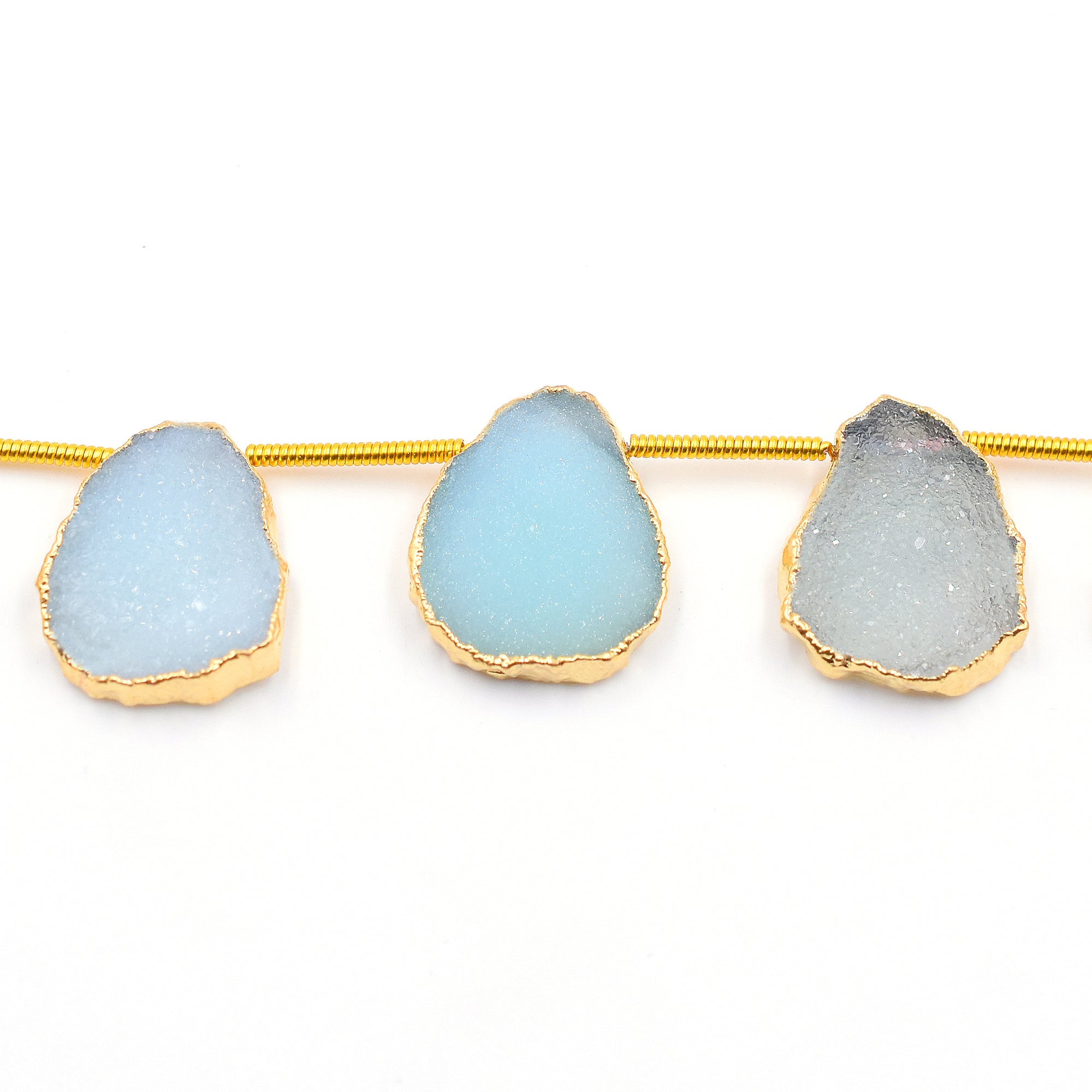 Silver electroplated aqua druzy Uneven