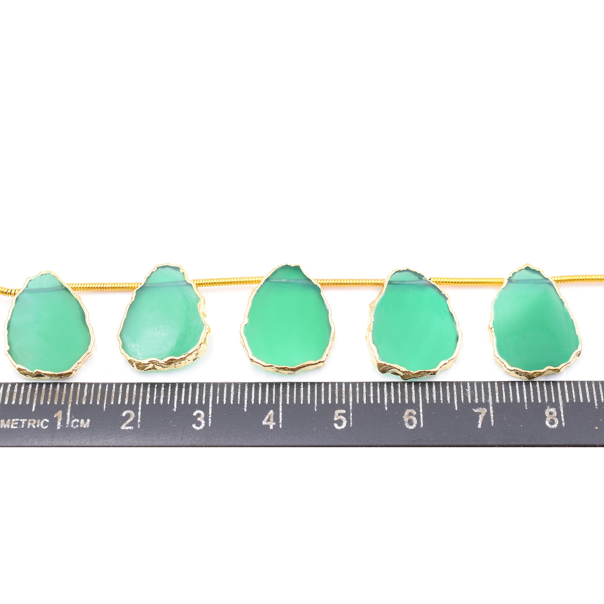 Green Onyx uneven strand gold electroplated