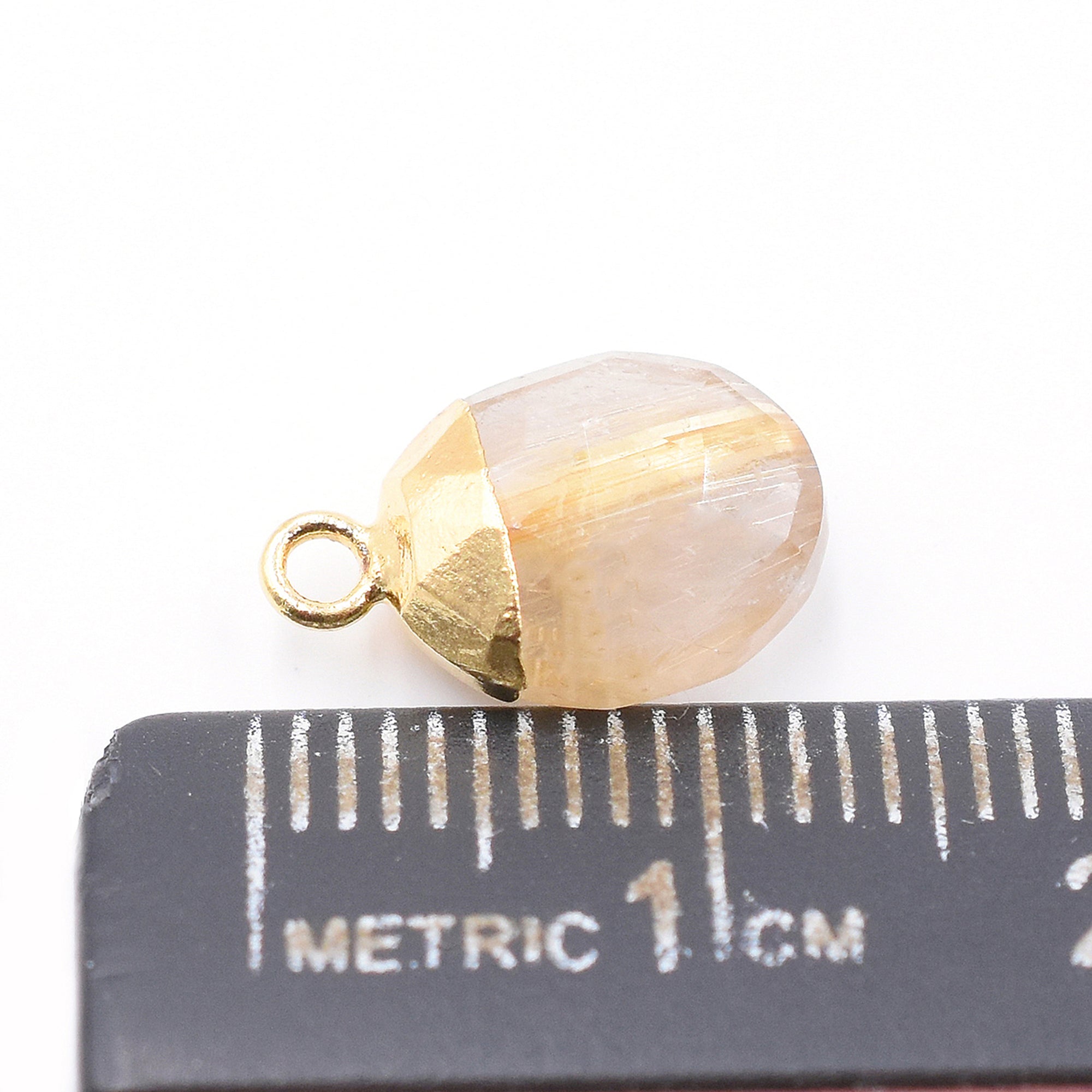 Stylish Golden Rutilated Quartz Pendant in oval Shape with gold Electroplating