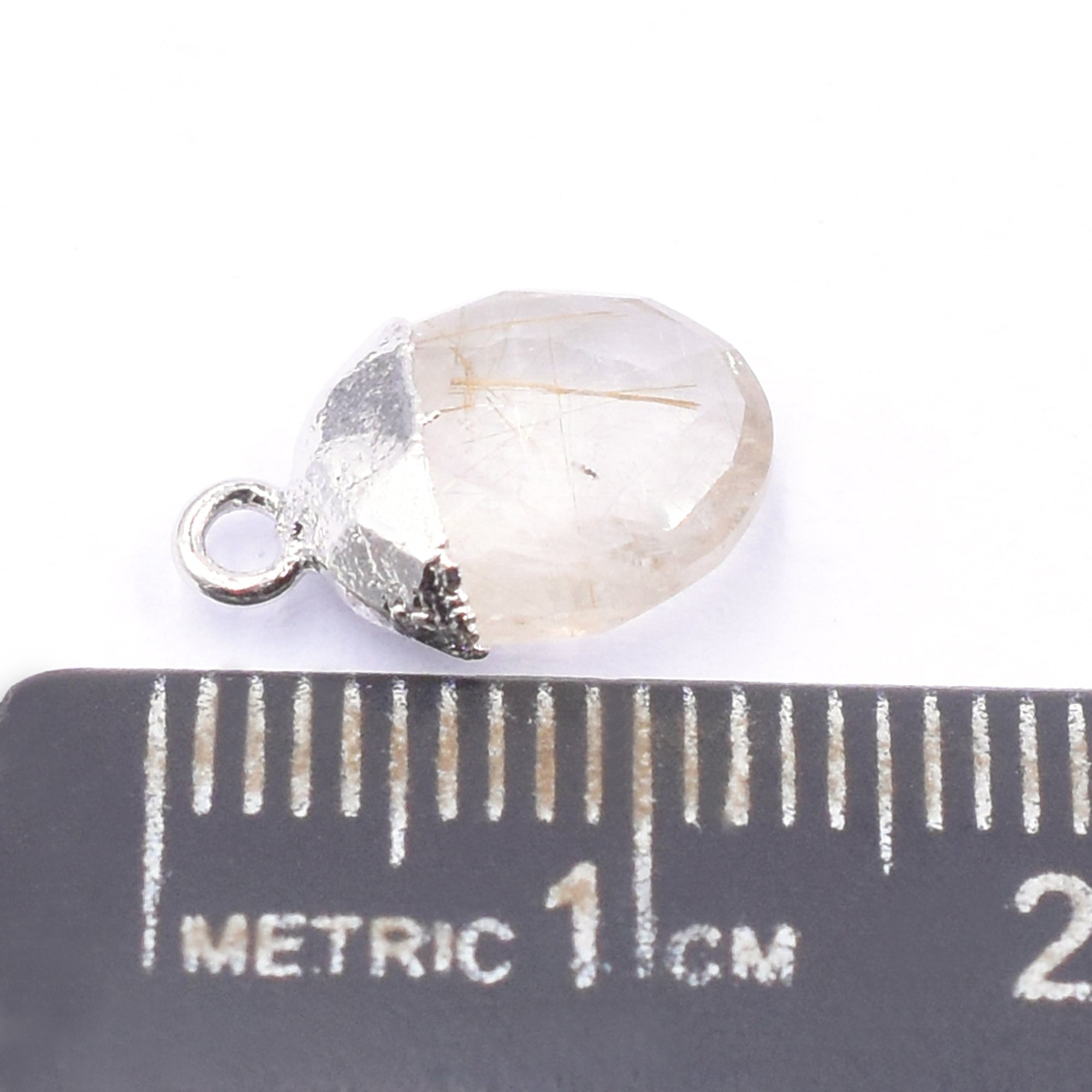 Stylish Golden Rutilated Quartz Pendant in oval Shape with Silver Electroplating