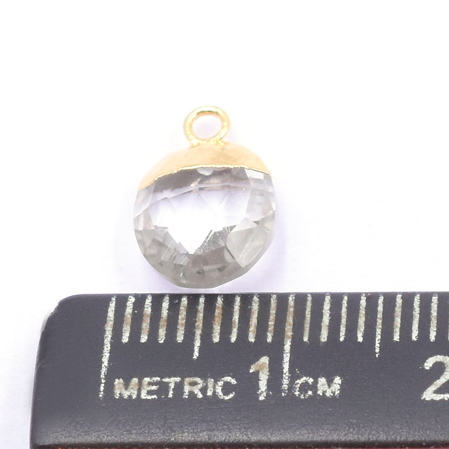 Gold Crystal Quartz oval pendant