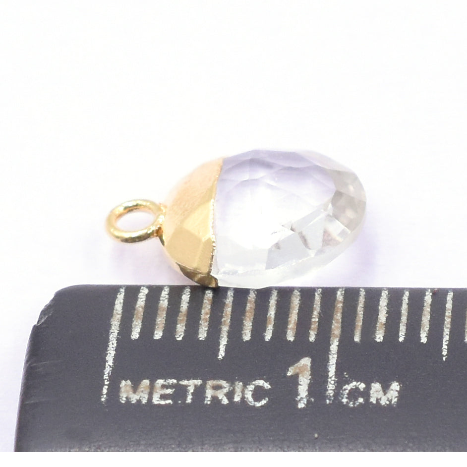 Crystal Quartz oval pendant with gold finish