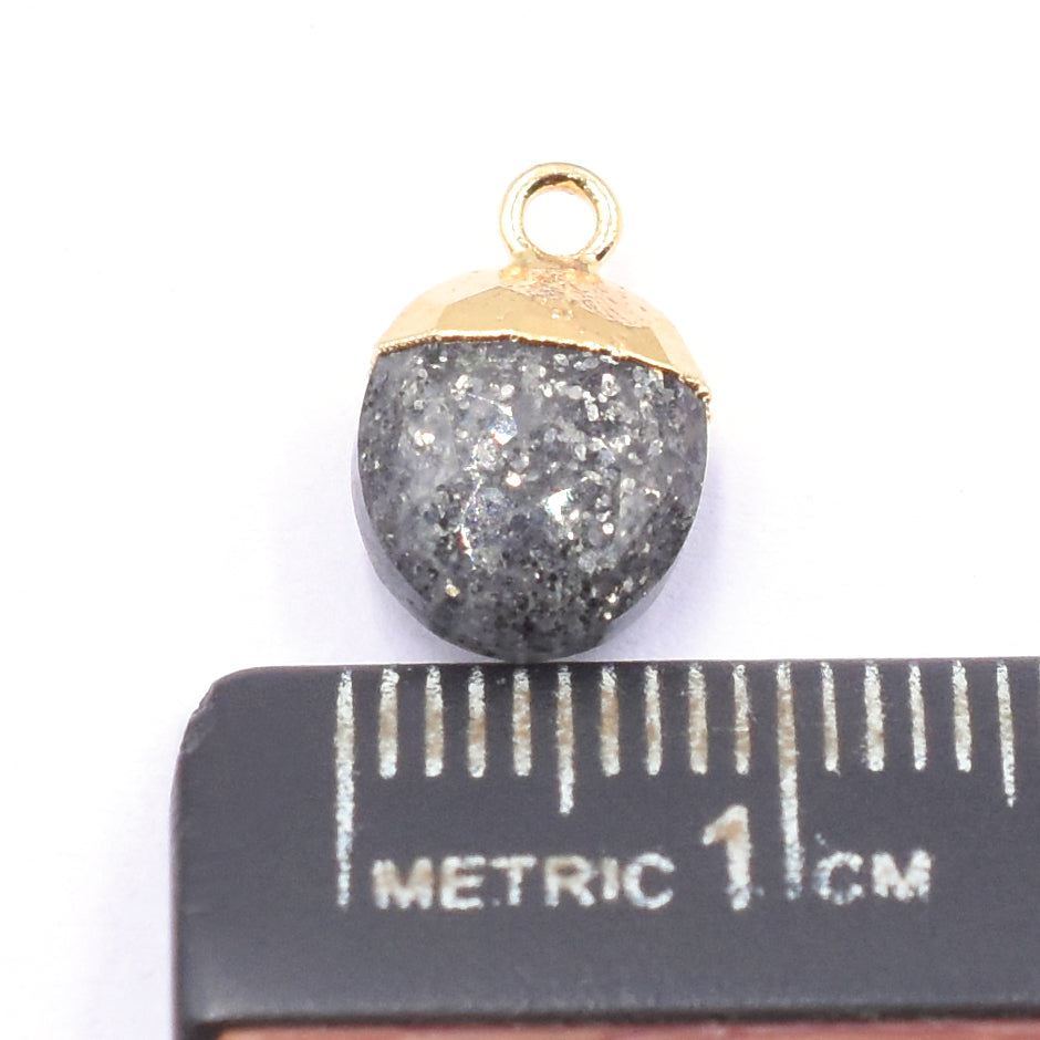 Gold electroplated Black Sunstone pendant in oval shape