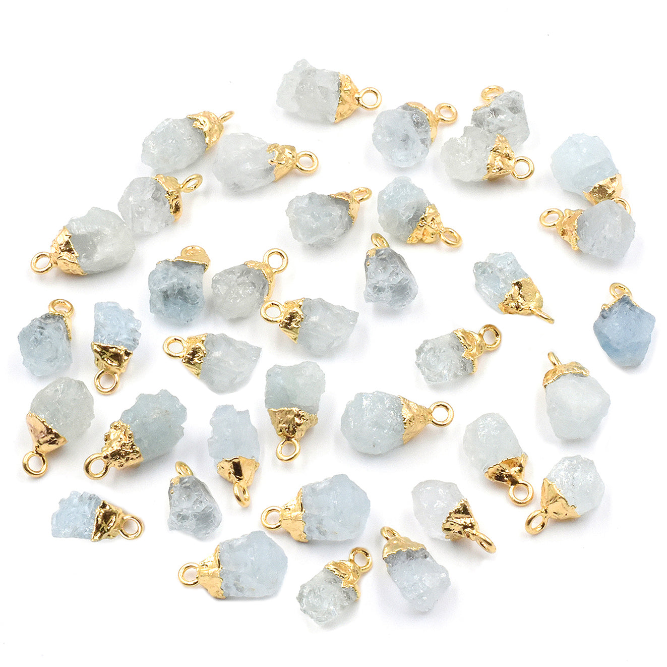 Elegant Rough aquamarine pendant with gold electroplating
