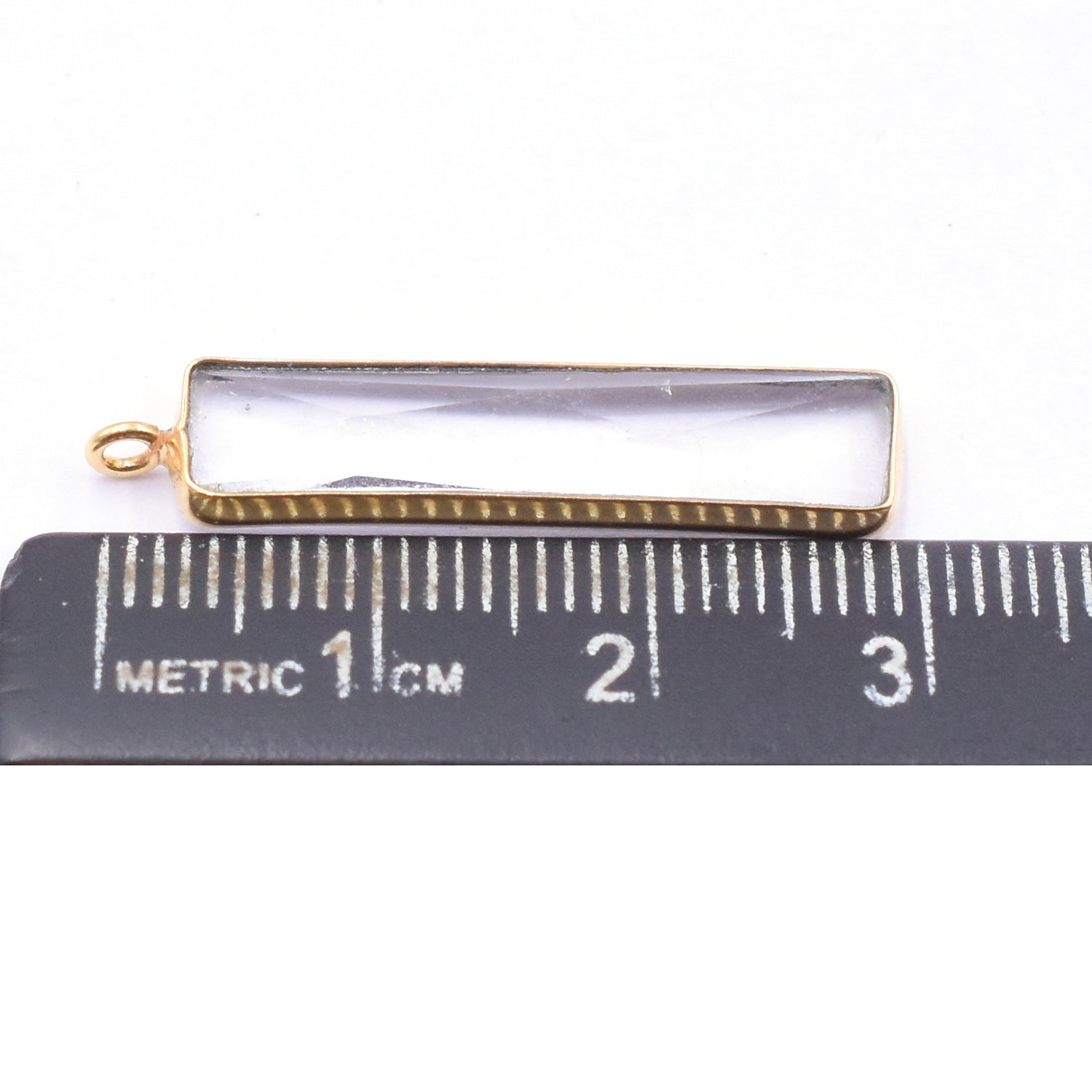 Beautiful rectangle shaped crystal quartz pendant with silver bezel