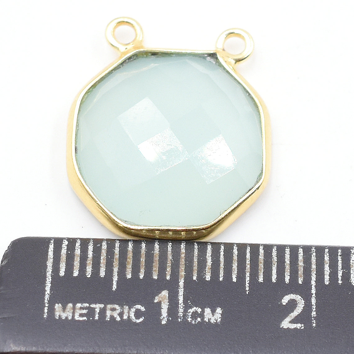 Silver vermeil aqua chalcedony octagon shape pendant